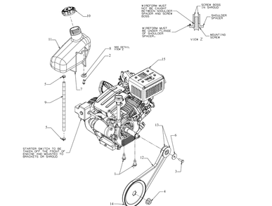 Engine Drive Diagram and Parts List for 1X21-INCHLHP (31PM2T6C710)(2019) Cub Cadet Snow Blower